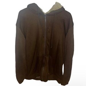 mountain ridge brown fleece zip up jacket with sherpa inside